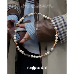 Чокер из яшмы и тигрового глаза