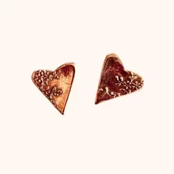 Серьги сердечки  с растительным принтом