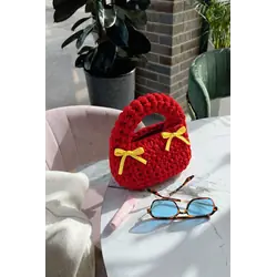 Мини сумочка с бантиками красная