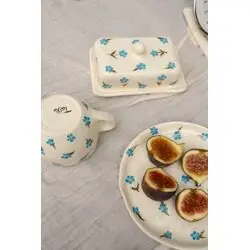 Керамическая маслёнка ручной работы с незабудками