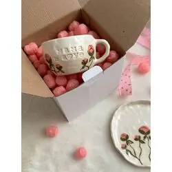 Чайная пара «МАМА В РЕСУРСЕ, МАМА В А❤️УЕ» с пионами