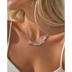 Колье ручной работы с натуральным жемчугом и Swarovski "Pink dream"