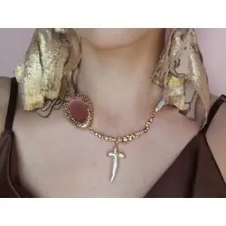 Сет: колье с крестом из жемчуга + серьги - лилии