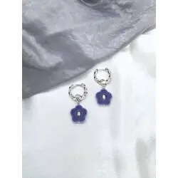 Серьги бархатные бусины цветочки