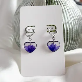 Серьги с фиолетовым вальком S925